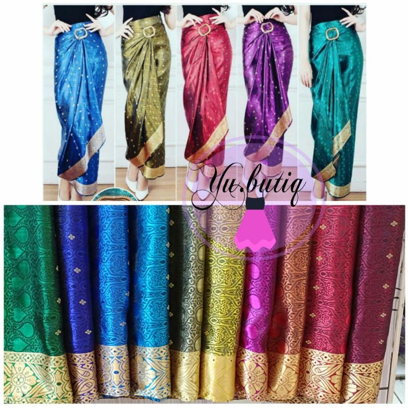 KAIN LILIT ROK MEWAH PREMIUM MOTIF SONGKET INDIA+FREE GESPER ALL SIZE