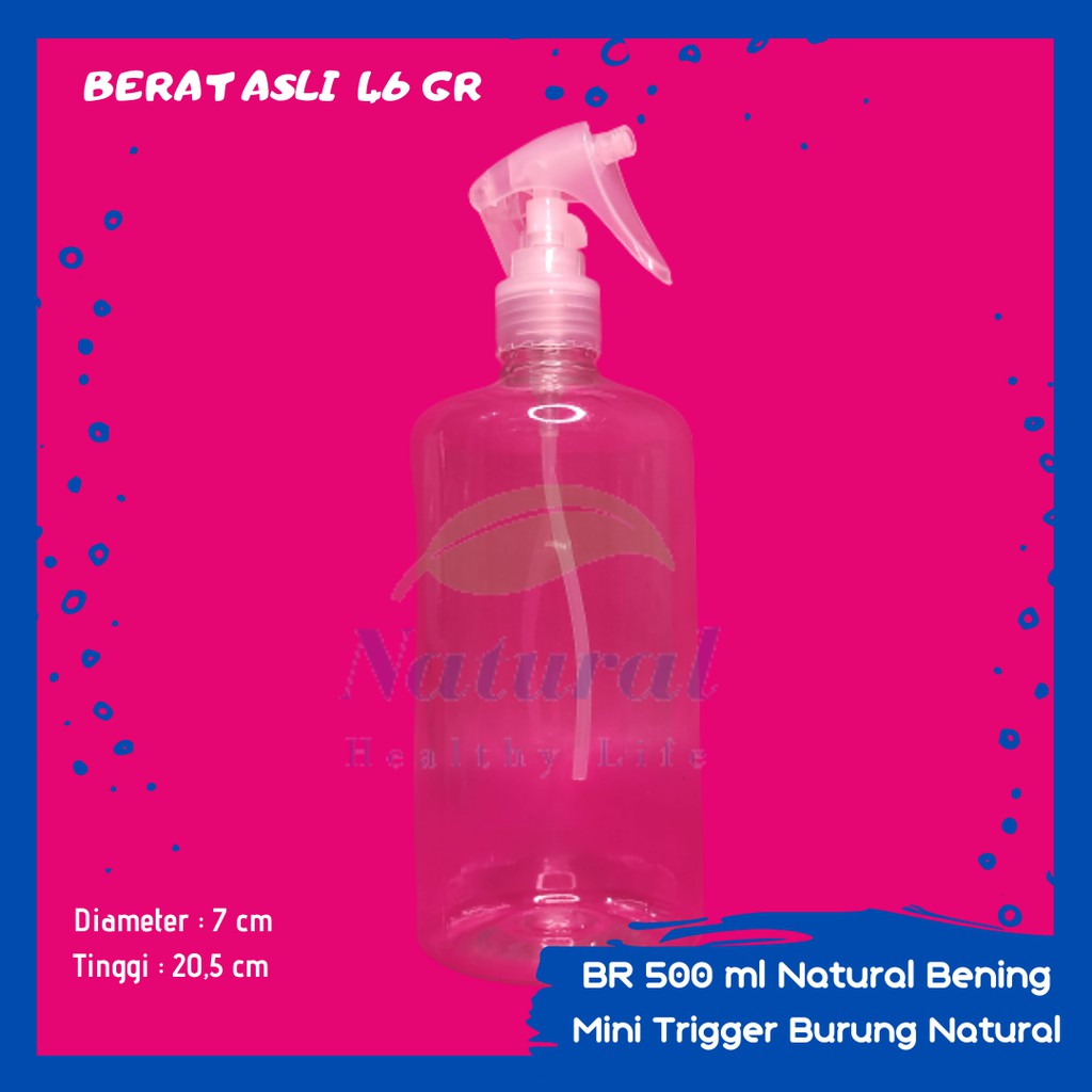 Botol 500ml Natural Bening DW Mini Trigger Burung Spray N 24 Bahan Pet