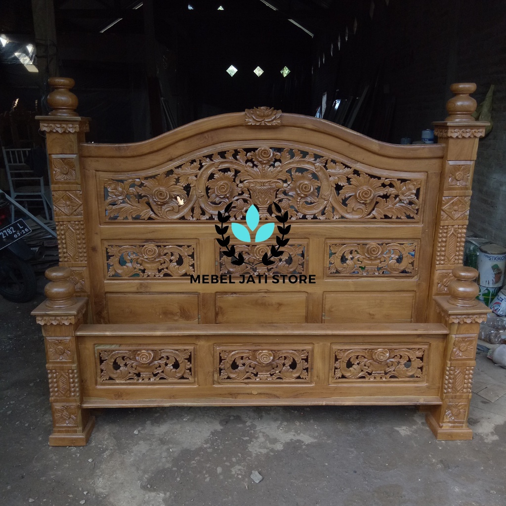 Dipan Rahwana Tempat Tidur Kayu Jati Asli Jepara