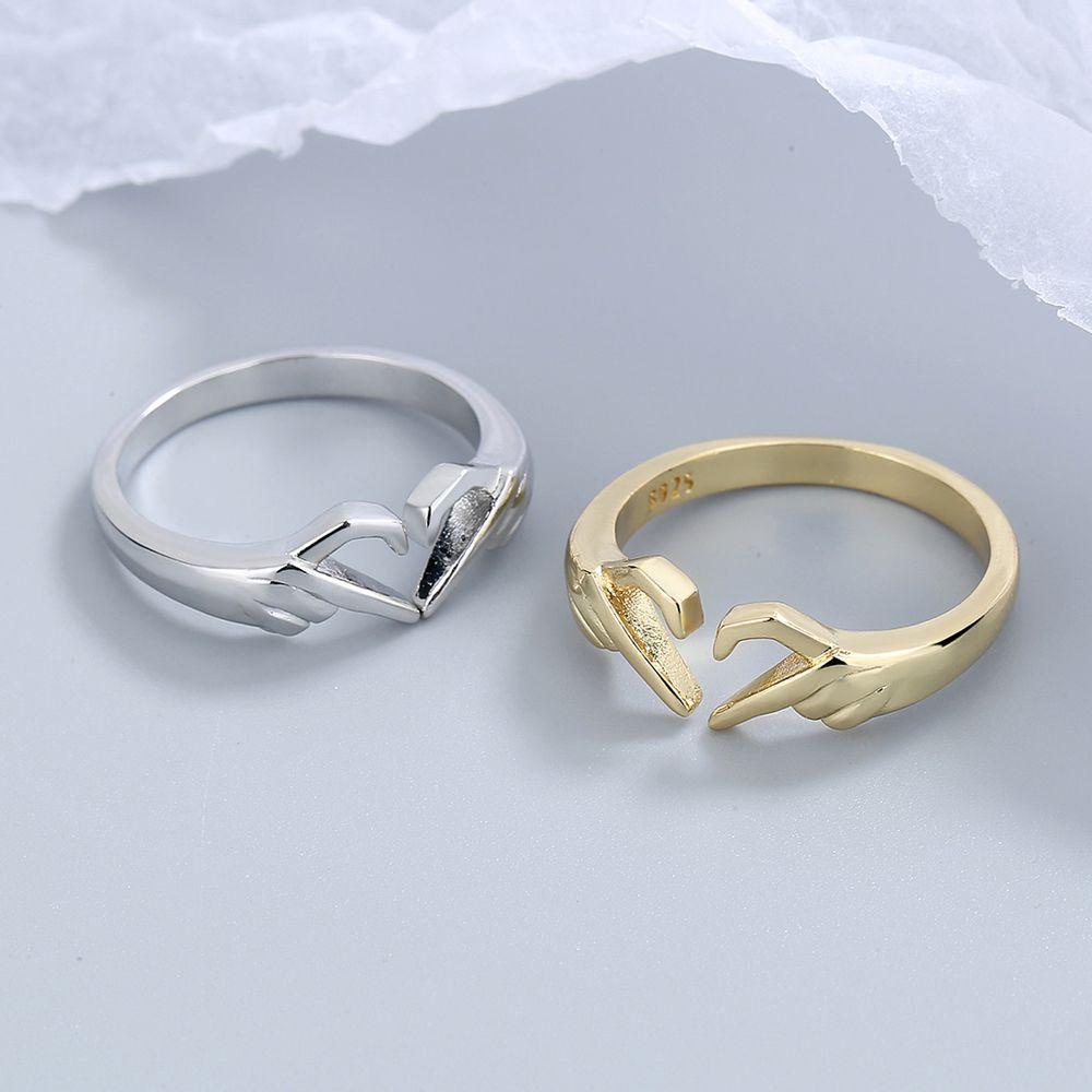 Solighter Cincin Hati Pasangan Pernikahan Romantis Cinta Gesture Rings