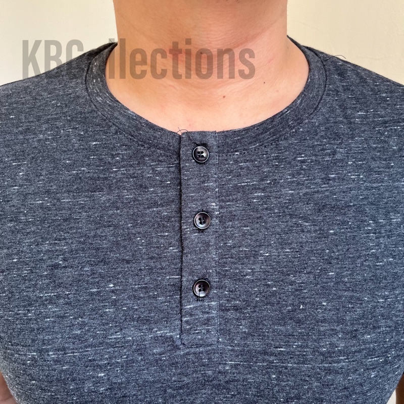 KBCollections Kaos Polos Katun Premium Kancing Henley 30s Pria