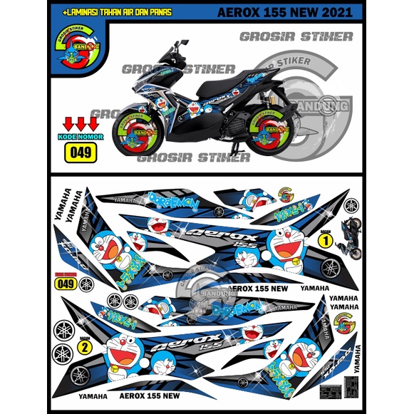 STIKER MOTOR STRIPING VARIASI YAMAHA AEROX 155 NEW 2021 DORAEMON