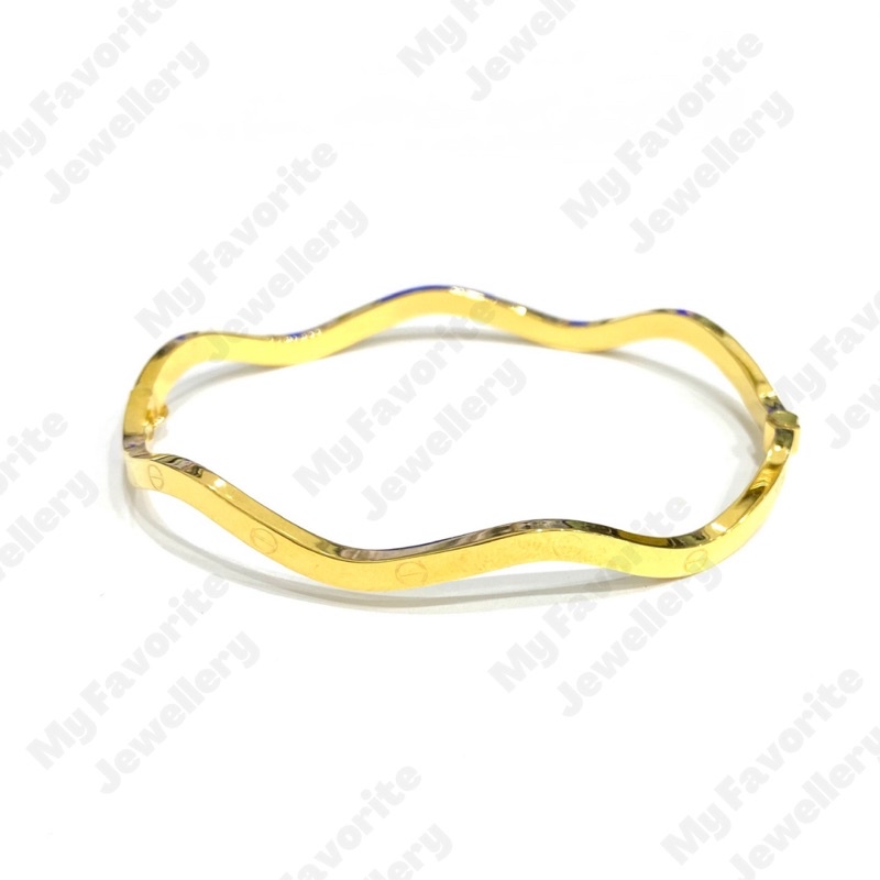 Gelang Bangle Branded Gelombang Emas Asli Kadar 700 dan 875