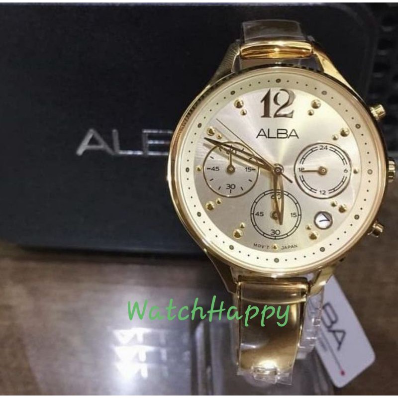 Alba AT3E98X1 AT3E98 AT3E98X Ladies Watch Crono Stainless Steel 100 % Original Bergaransi Resmi