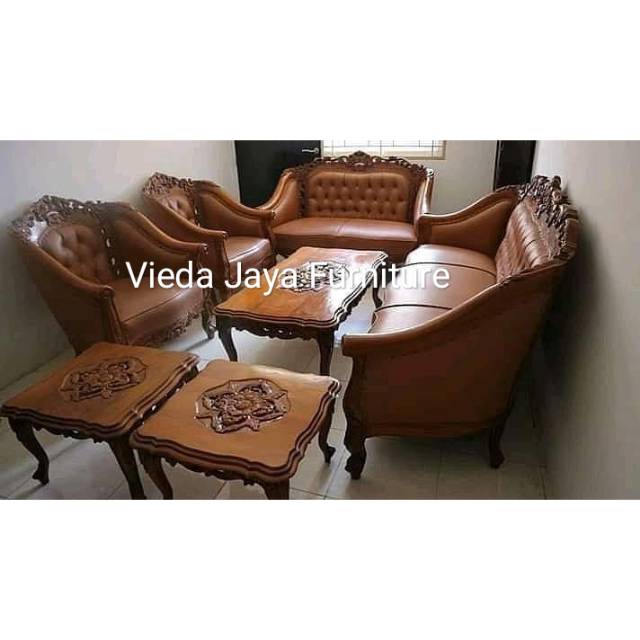 KURSI TAMU SOFA MEWAH BUSA EMPUK KAYU JATI