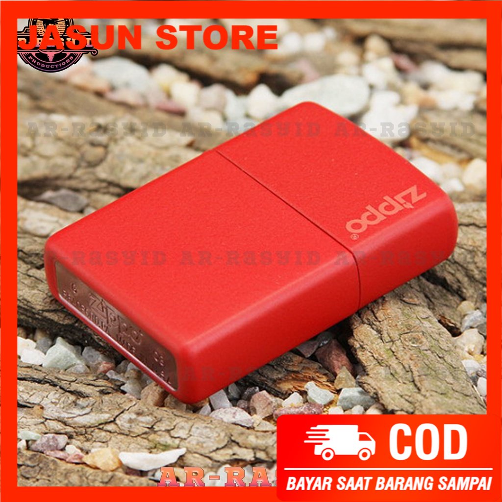 BISA COD! Korek Api Minyak Zippo Matte Red Merah Logo 233 ZL