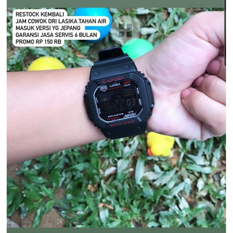 jam sport cowok full hitam petak