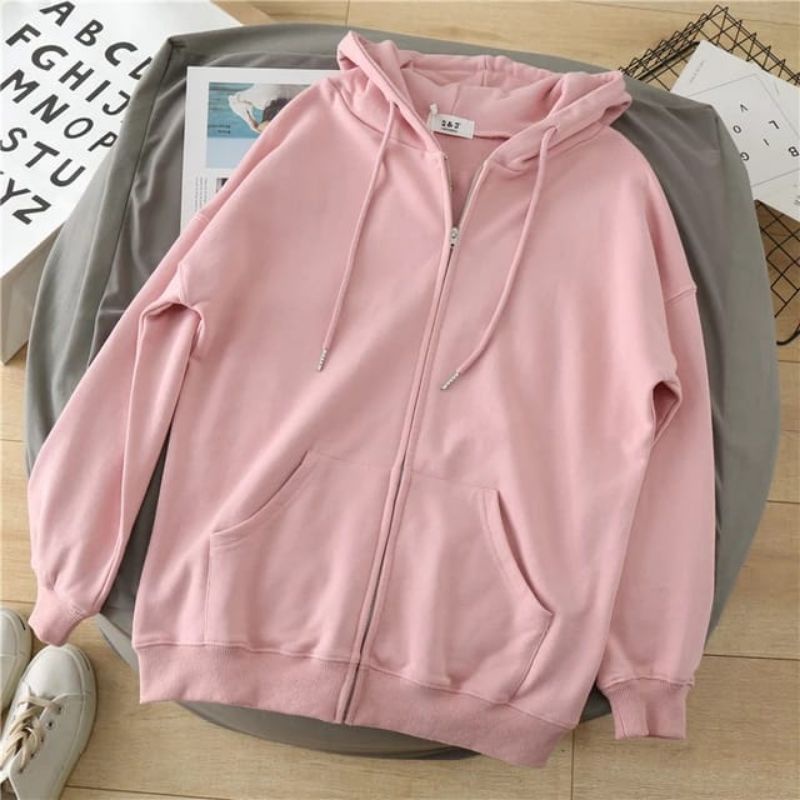 JAKET sweater hoodie zipper pria wanita size L, XL, XXL