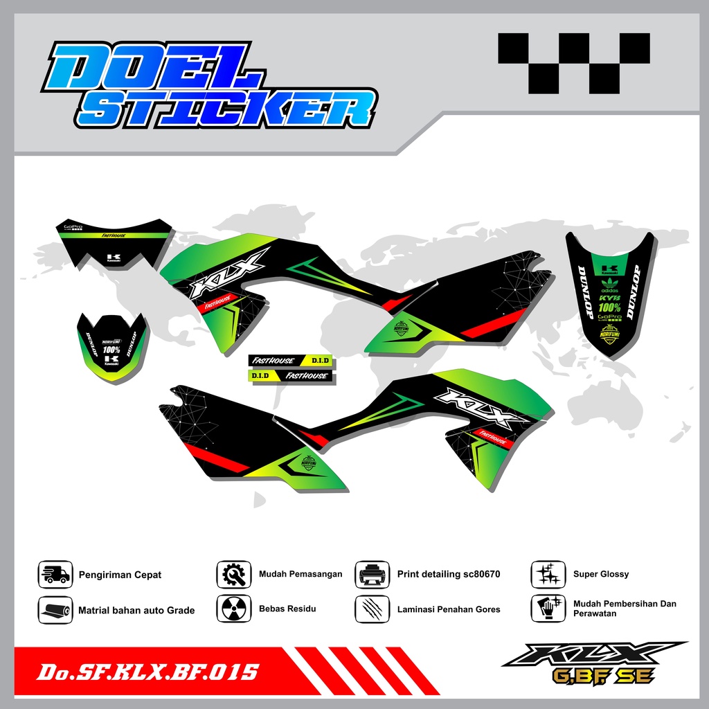 Sticker Striping Honda KLX 150 G , BF , SE Lama List Variasi Hologram , Crome Doel 015