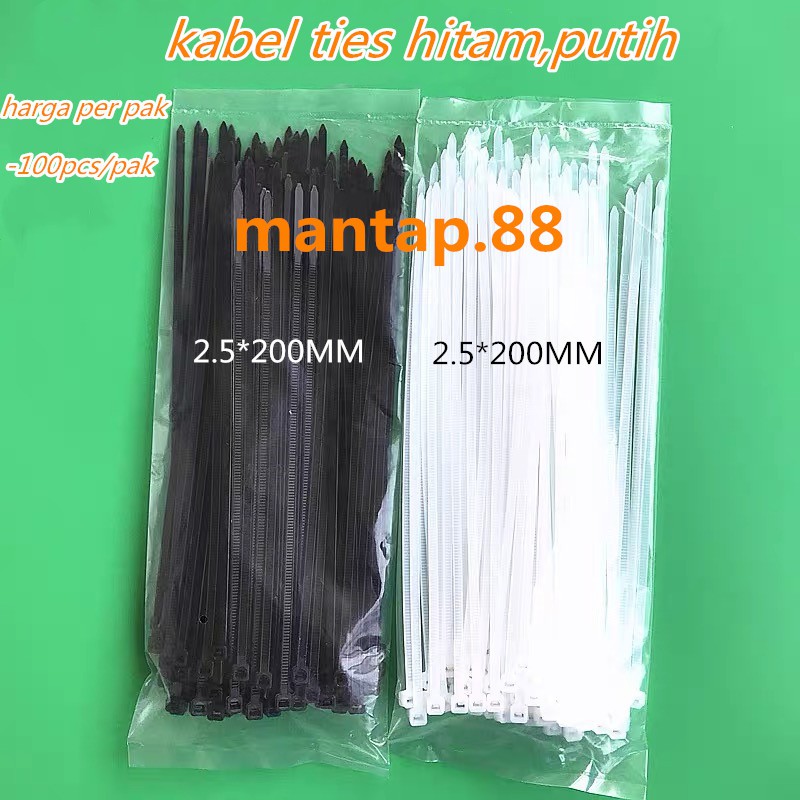 

kabel ties/kabel tis/cable tis 2.5*200MM (20cm) hitam/putih isi 100pcs