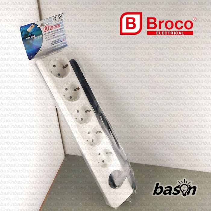 BROCO 15360 KP - Stop Kontak 6 Lubang 16A Arde , Kabel 1.5 meter &amp; CP