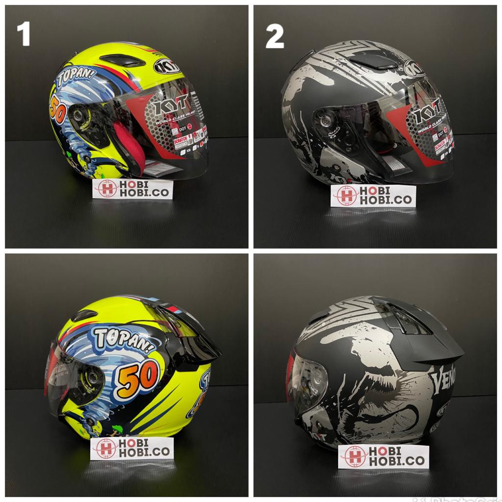 HELM KYT DJ MARU MOTIF TOPAN DAN VENOM HELM DJMARU HALF FACE ORIGINAL DOT