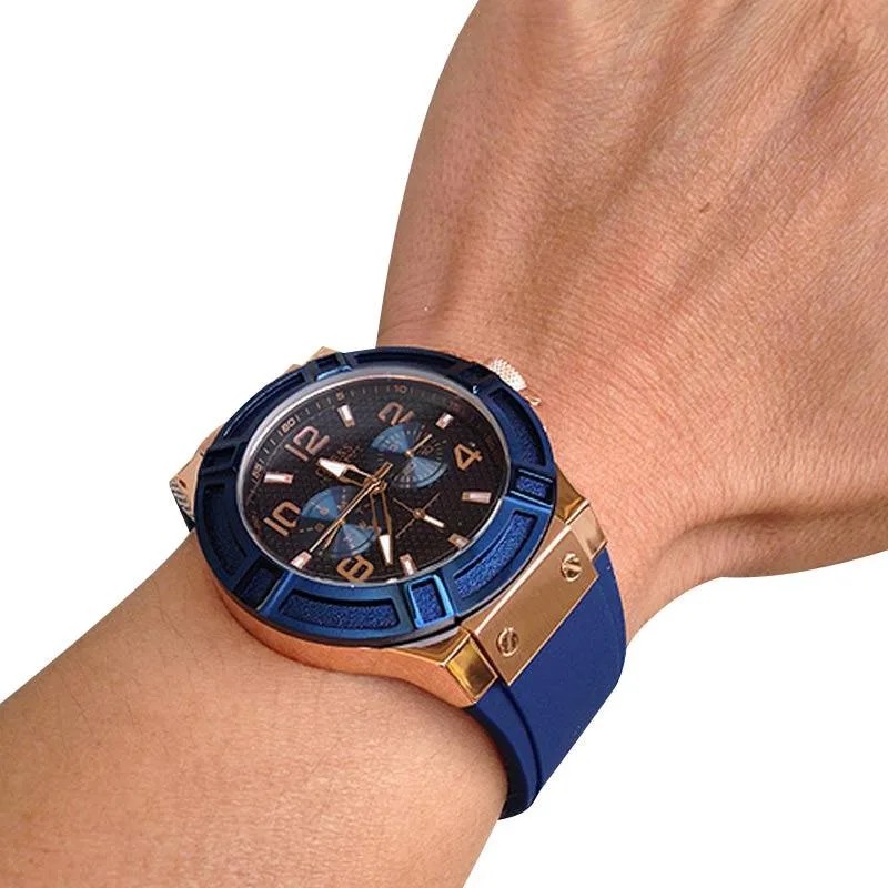 GUESS W0247G3 Rigor - Jam Tangan Pria - Karet Biru