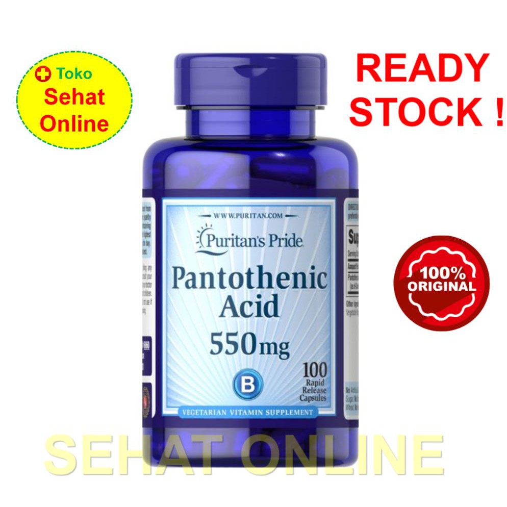 Puritan Pride Pantothenic Acid 550 mg 100 Caplets untuk Jerawat