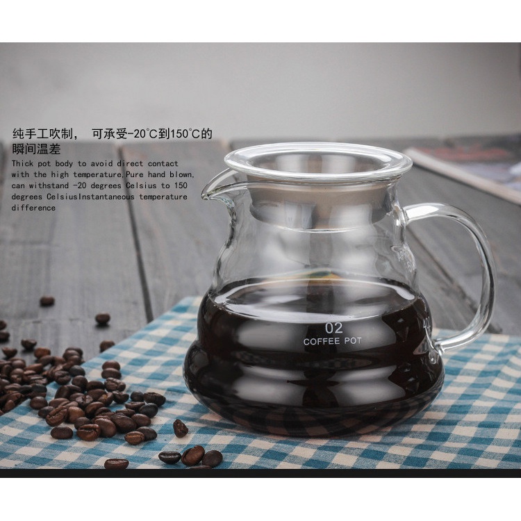 Teko Kopi Barista Borosilicate Glass V60 Drip Kettle 360ml SE101