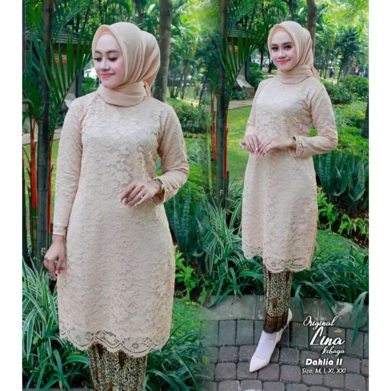 (Cod) bisa bayar di tempat atasan kebaya brukat tunik bahan tebal bukan yang tipis