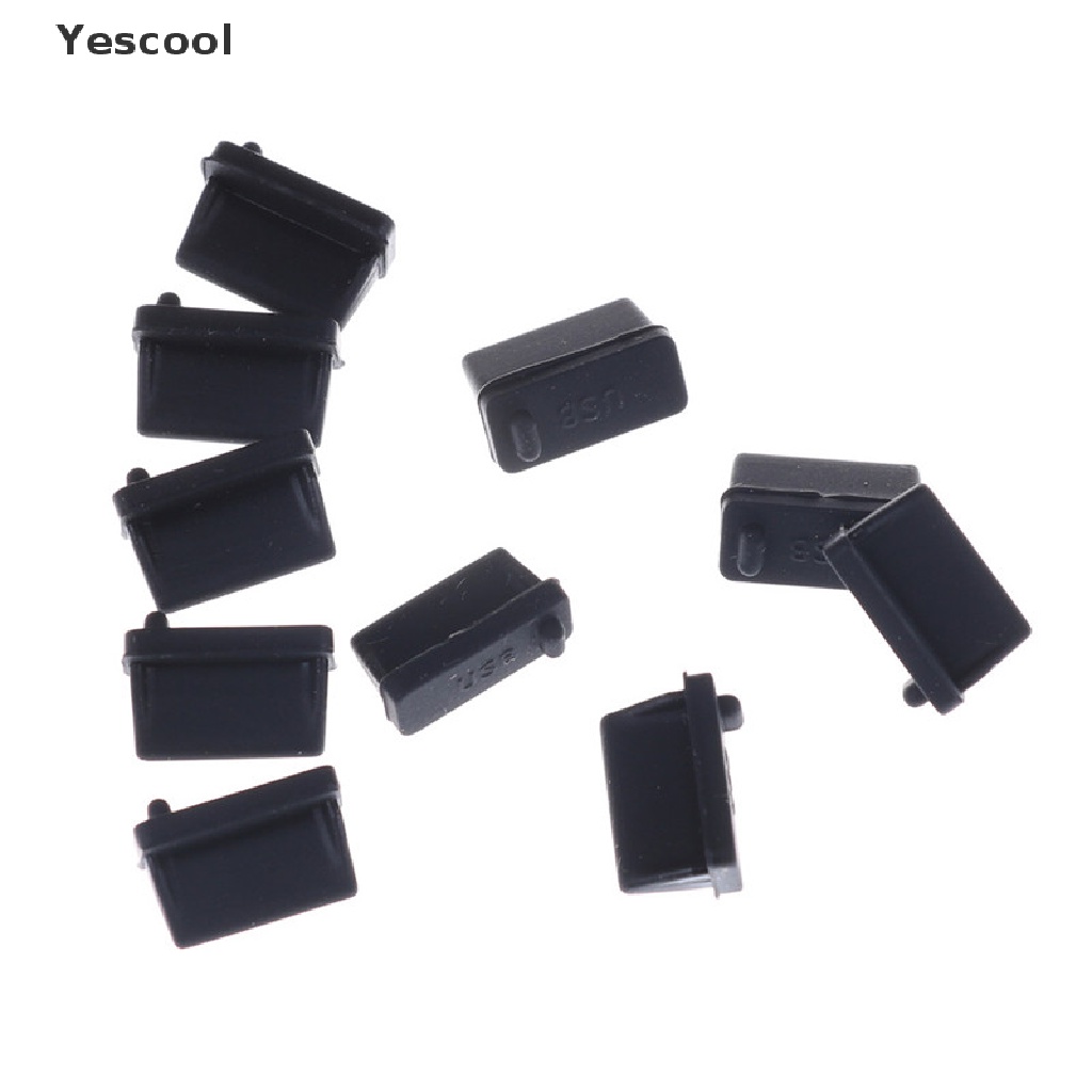 Yescool 10pcs Cover Plug USB Tipe A Female Anti Debu Bahan Karet Warna Hitam