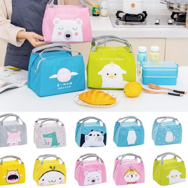 Produk Terviral Tas Bekal Cooler Bag Supermarket Anak Tahan Panas Korea Karakter Termos Motif Lucu Kotak Makan Asi