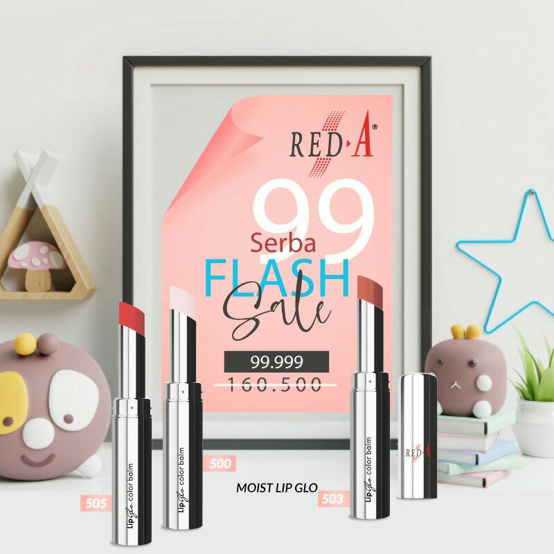 Paket Lip Glo Color Balm Gloss Red A Lipstick Viva