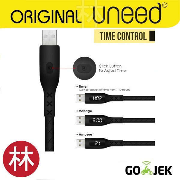 UNEED UCB36C Time Control Kabel Data Type C Quick Charge 3.0 Max 2.1A