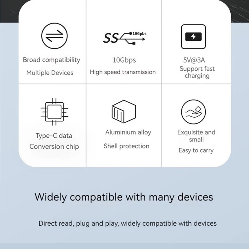 Adapter OTG USB Tipe C 3.1 3A 10Gbps Fast Charging Multifungsi Bahan Aluminum Alloy Untuk Hp / Macbook / Tablet