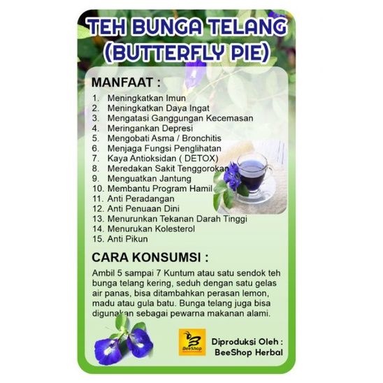 

PROMO TERMURAH TEH BUNGA TELANG BIRU TUMPUK KERING 50 gr (Butterfly Pea)