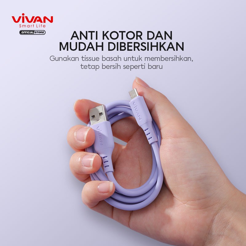 Kabel Data Vivan VSM100 Data Cable Micro USB For Android 2.4A Silicone