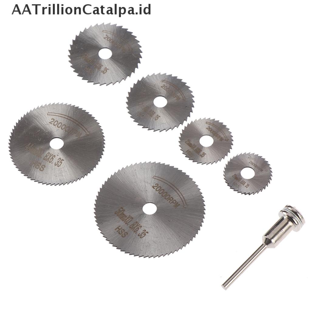 7 Pcs / Set Alat Cakram Pemotong Mandrel HSS Rotary Saw Blade Cutoff