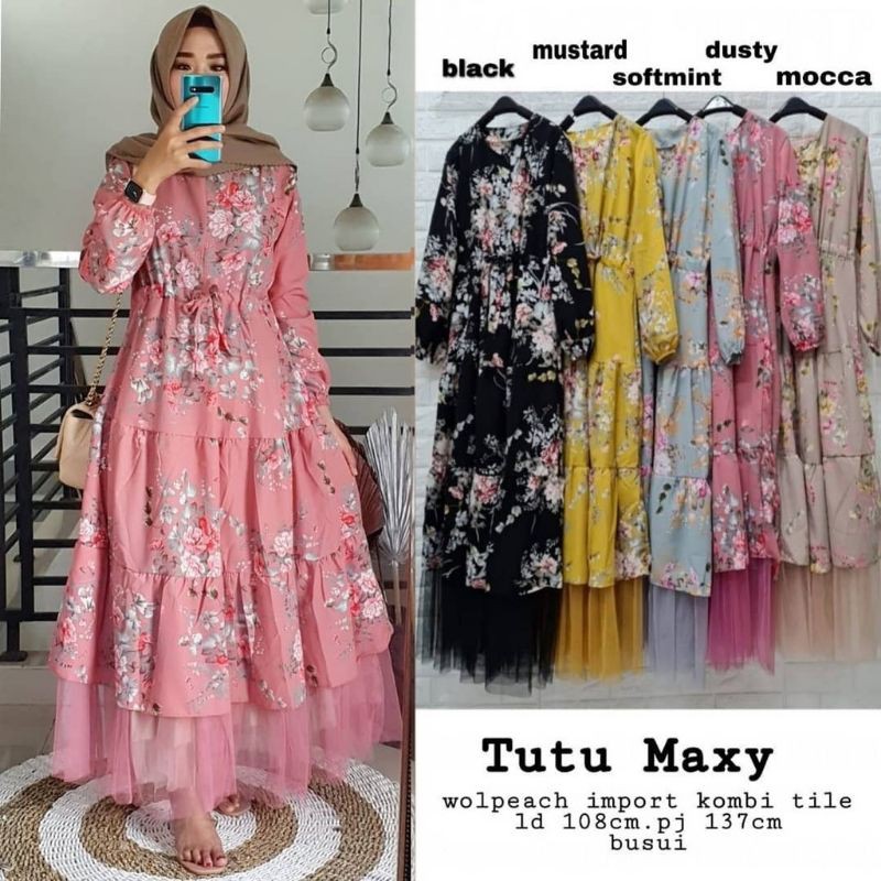 Gamis tutu maxy home dress tile fashion muslim