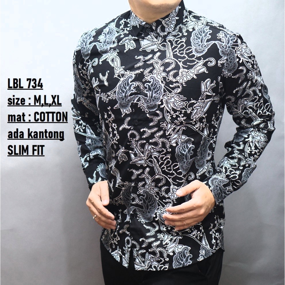 KEMEJA BATIK PRIA SLIM FIT KATUN LUIGIBATANI BAJU BATIK PRIA SLIM FIT KEREN LBL734