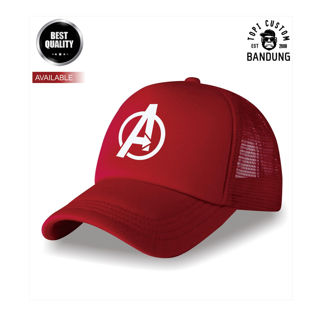 Topi Trucker AVENGERS Pria Wanita Topi Jaring Jala AVENGERS Trucker Cap Bisa Tulis Nama Bisa COD Gratis Masker Original High Premium Quality