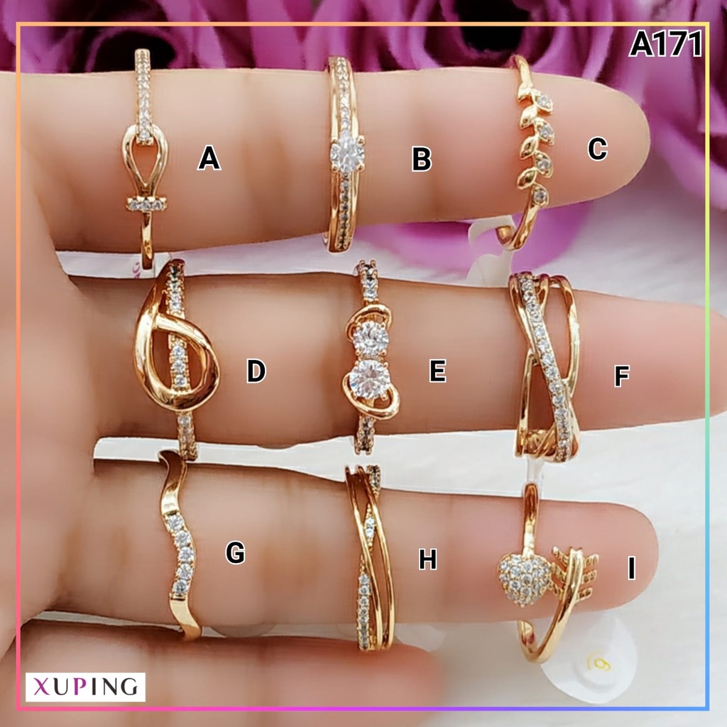 Cincin xuping cincin dewasa premium ori xuping permata kilau love panah elegan perhiasan wanita lapis emas gold A171