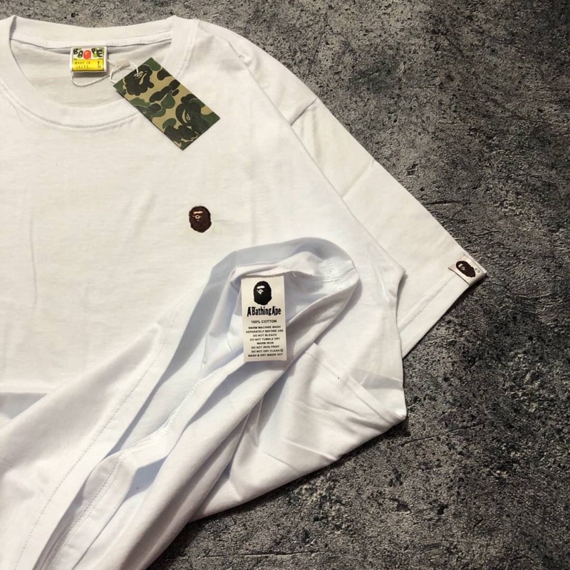 BAJU BAPE | KAOS BAPE A BATHING APE LOGO MINI BORDIR ~ BISA COD BAYAR DI TEMPAT