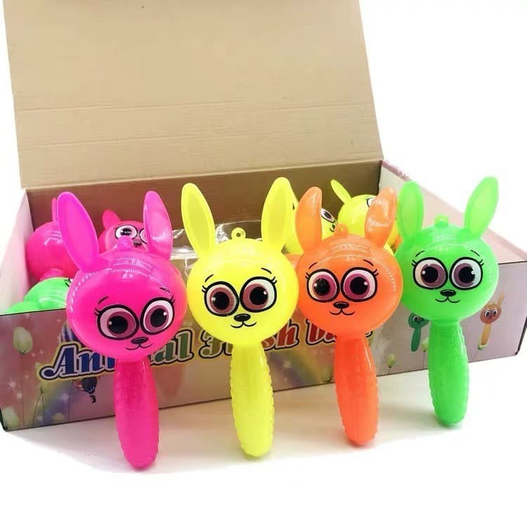 PUFFER BALL CUTE ANIMAL LAMPU STICK 104/ Mainan Anak Balita lucu yoyo Karet Animal Stick Rattle nyala Lampu