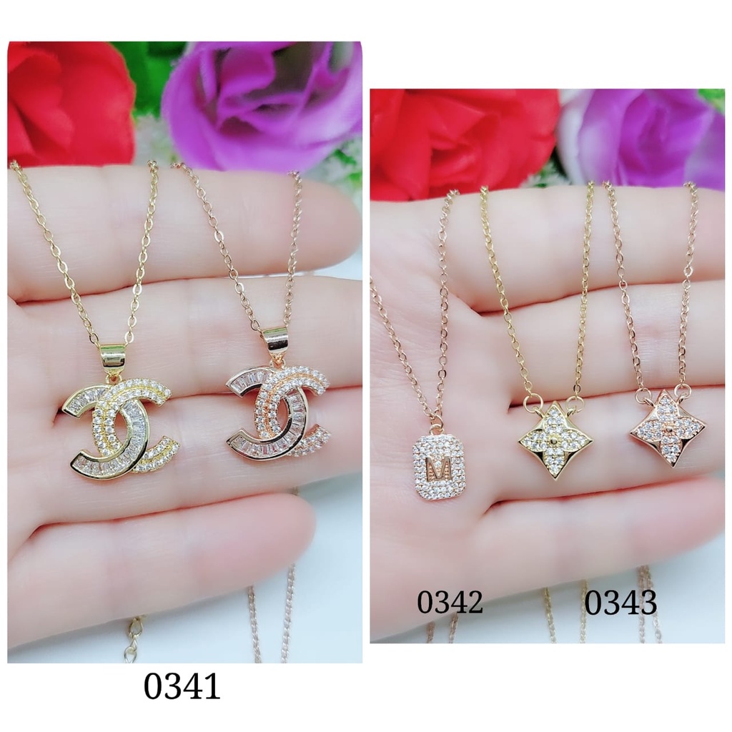 Kalung titanium permata perhiasan fashion 0341-0343