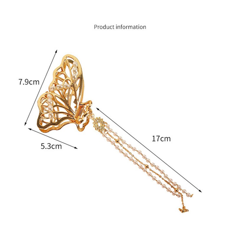 [ACKER] Korea Elegan Kupu-kupu Rumbai Rantai Jepit Rambut Jepit Rambut Mutiara Cakar Rambut
