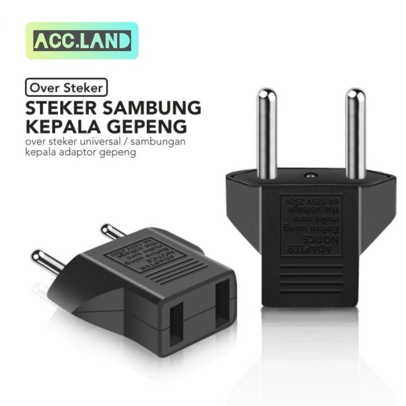 Over Steker Colokan Adaptor Kepala Charger Gepeng ke Bulat / Oversteker / Colokan Sambungan Listrik