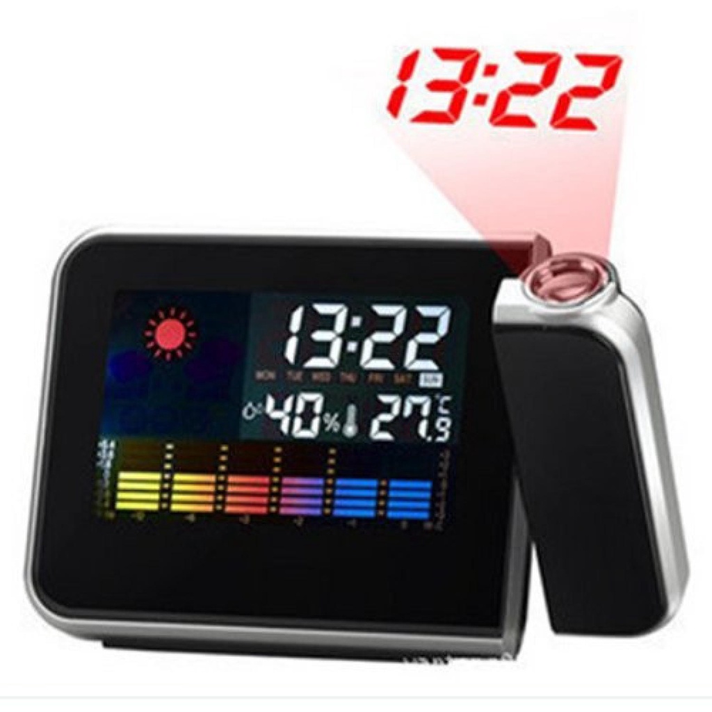 Jam Digital Proyektor Penunjuk Cuaca / Jam Digital LED Meja Penunjuk Cuaca Tanggal Hari / Jam Proyektor Lcd Lampu LED Unik Murah / Jam Pengukur Suhu Ruangan / Jam Meja LED Digital Clock Dengan Proyektor Display Light / Jam Weker Murah Original