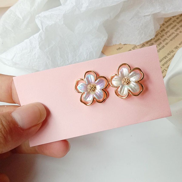 anting s925 bunga simpel new flower earrings (3F5) jan292