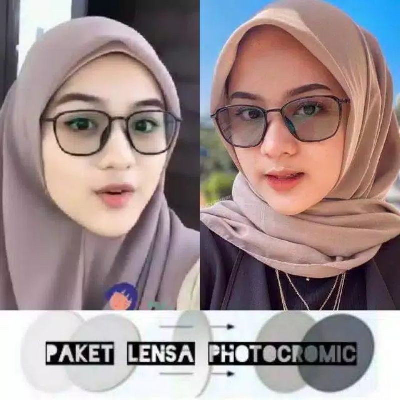 paket kaca mata photocromic antiradiasi cewek dan cowok