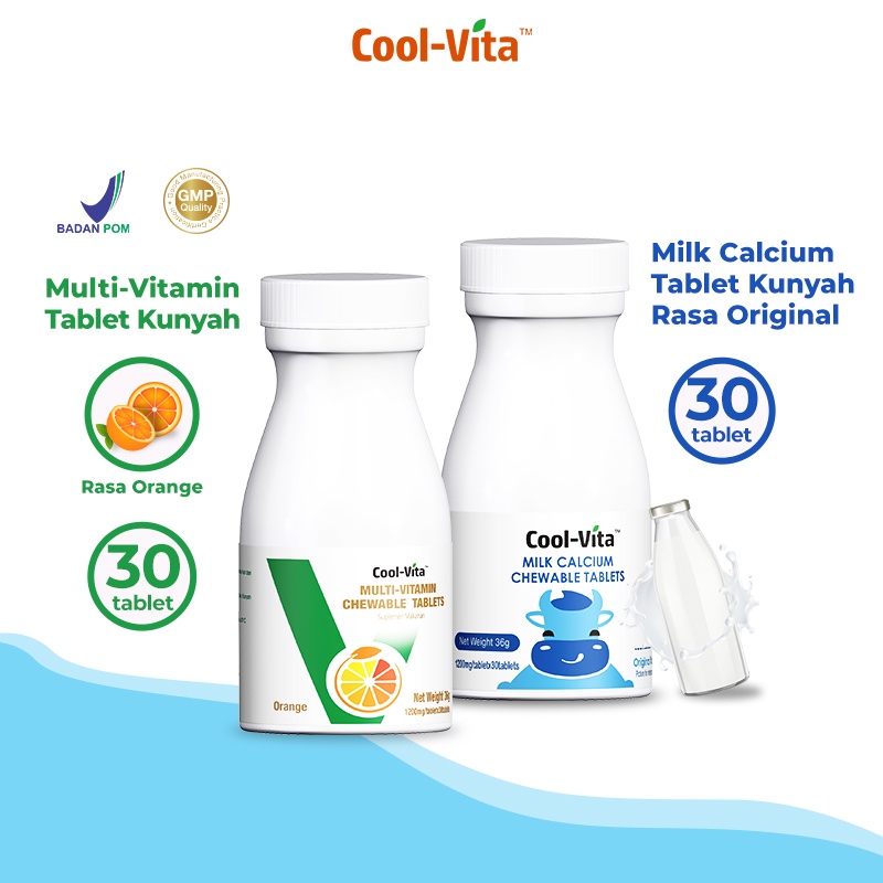 【PRE ORDER】CoolVita MultiVitamin Chewable (Kunyah) Suplemen Makanan Rasa Orange isi 30 Tablets-Chewy Orange+Calcium
