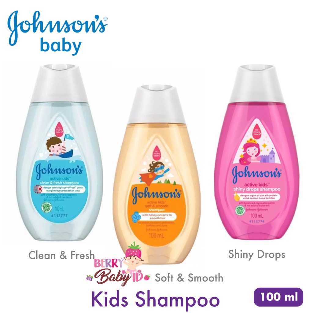 Johnson's Kids Active Shampoo Shampo Anak Johnsons 100ml 100 ml Berry Mart