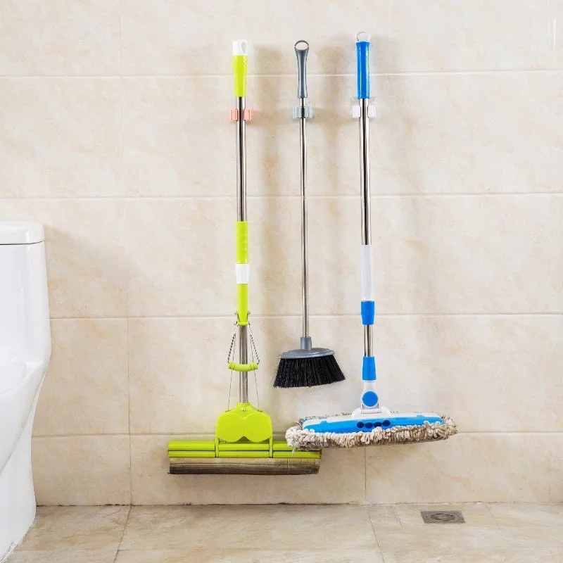 Gantungan Hook Jepit Gagang Sapu Pel Tempel - Rak Gantung Sapu Pel Payung- Mop Holder - Clip Holder Pengait