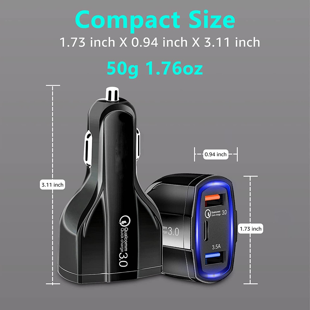 【CC002/003】Fxing Car Charger 30W Fast Charger Adaptor Charger Mobil 5v 3.1a Quick Charge Dengan Dua Port Usb Dan Layar Led Fast Charging