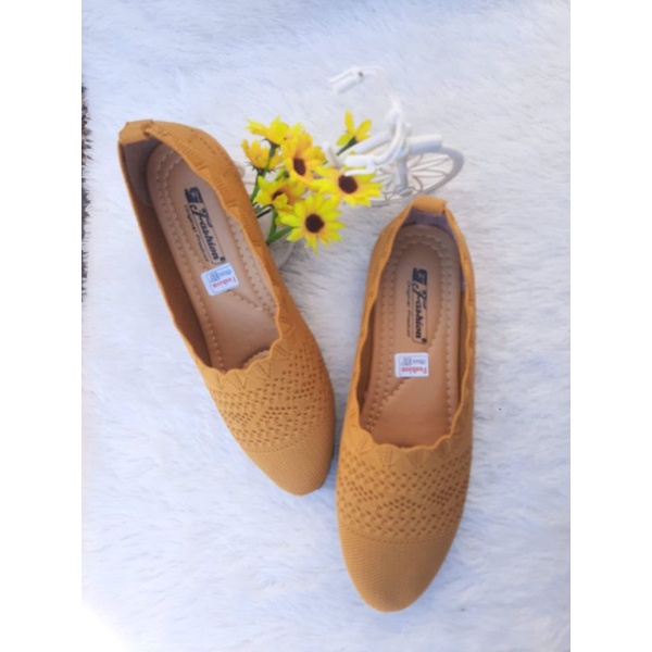 Sepatu balet import/Sepatu Rajut balet/Flat shoes/Sepatu cewek cantik-Kunyit