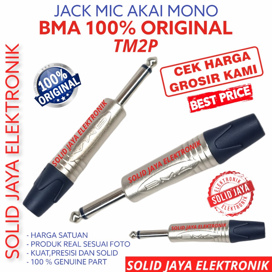 JACK MIC MONO BMA JECK JEK BMA JAK JEG PLUG MONO JEC JAC AKAI MONO 6.5 MM 6,5 MM 6.5MM  GITAR COLOKAN MIC MICROPHONE BMA TM2P BESI NICKEL TM 2P BMA ORI ASLI ORIGINAL