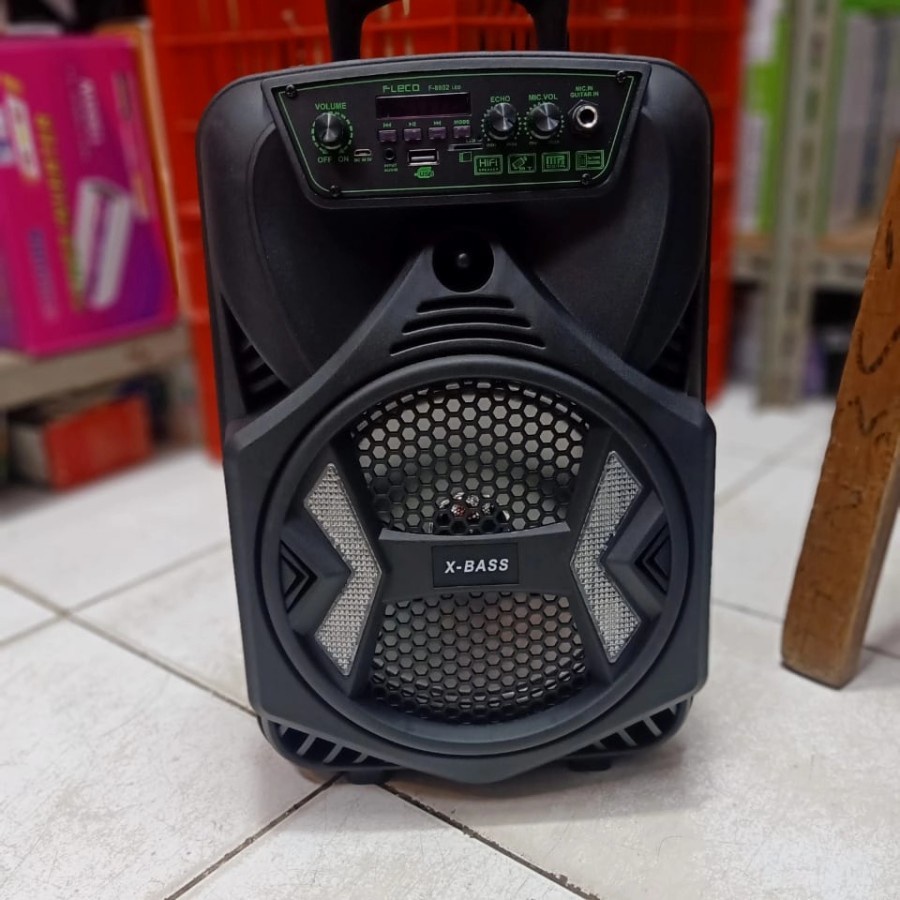 COD SPEAKER BLUETOOTH KARAOKE 8'5 INCH FLECO F-8802 LED PLUS MIC KARAOKE X-BASS//SALON AKTIF FLECO X-BASS//SPEAKER KARAOKE