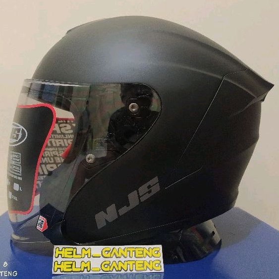 HELM NJS KAIROZ SOLID bLACK DOFF GLOSSY HITAM