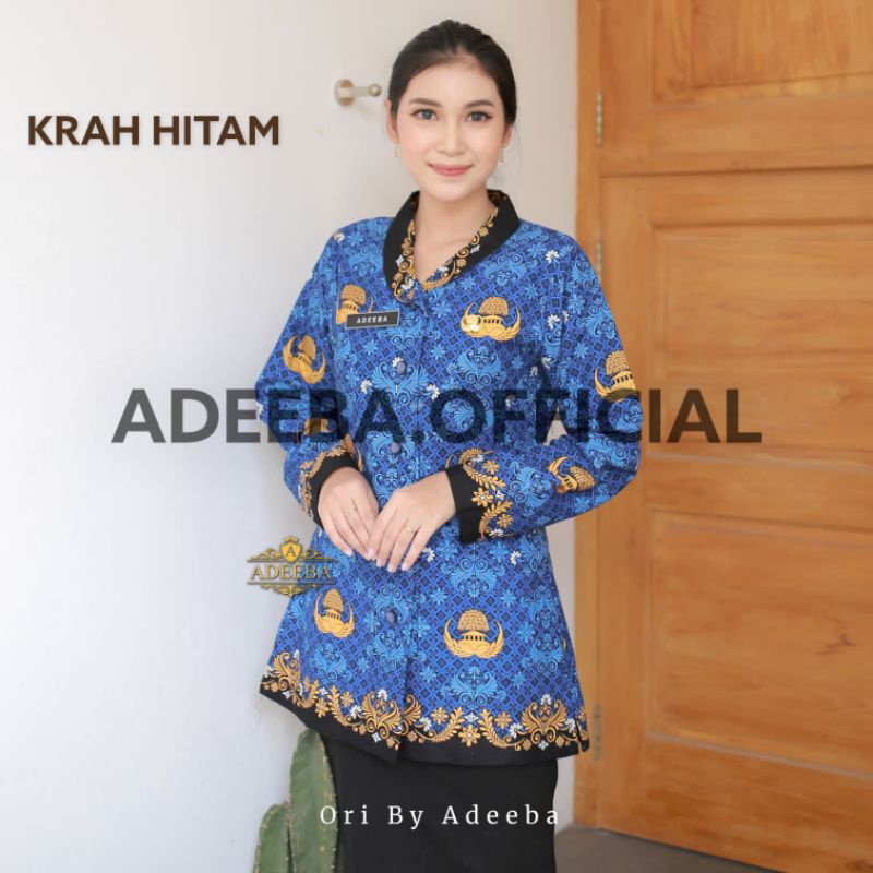 BATIK KORPRI PRIA WANITA TERBARU 2022 (KERAH HITAM)