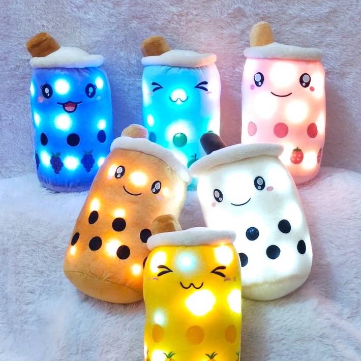 Boneka Boba Lampu LED JUMBO LED Light Milk Brown Sugar Cream & Pink